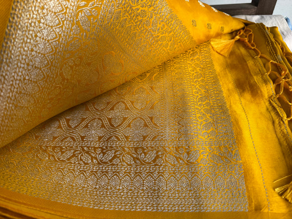 Golden Yellow Mashru Soft Silk Saree