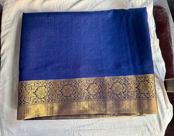 Midnight Blue and Gold Soft Crepe Tussar Silk Saree