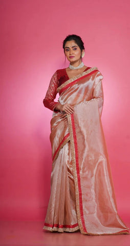 Peach Tissue Banno Saree