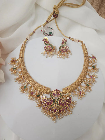 Mangli hasli gold plated necklace earring set