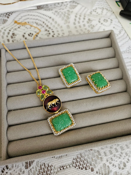 Sabyasachi inspired contemporary pendant necklace set