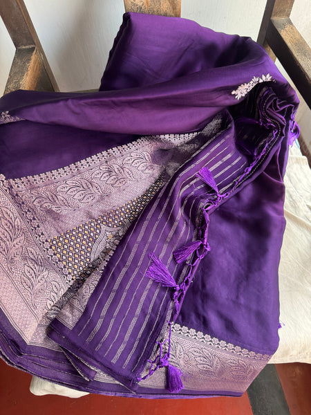 Purple Mashru Soft Silk Saree