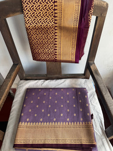 Lavender and Deep Purple Tussar Silk Saree