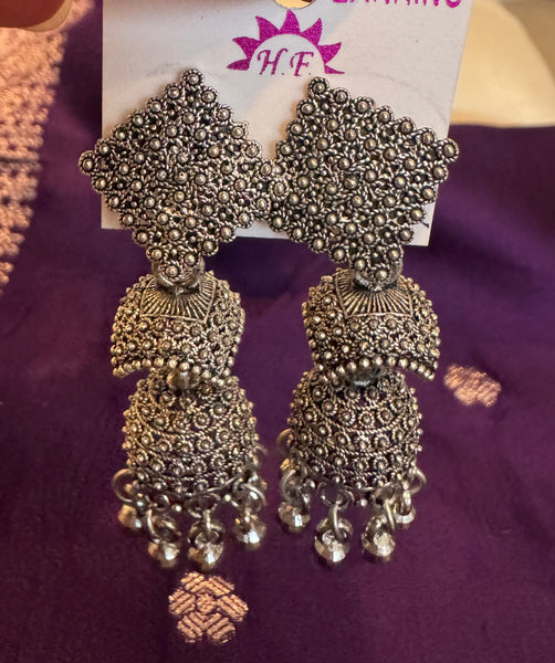 Afghani German Silver Jhumkas