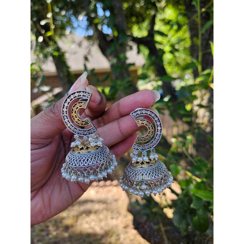 Dualtone Brass Jhumka Earrings