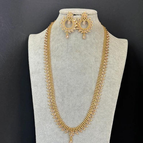 Long gold plated polki mala Necklace