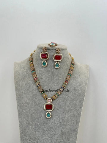 Multicolor Kundan Antique Finish necklace