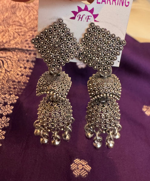 Afghani German Silver Jhumkas