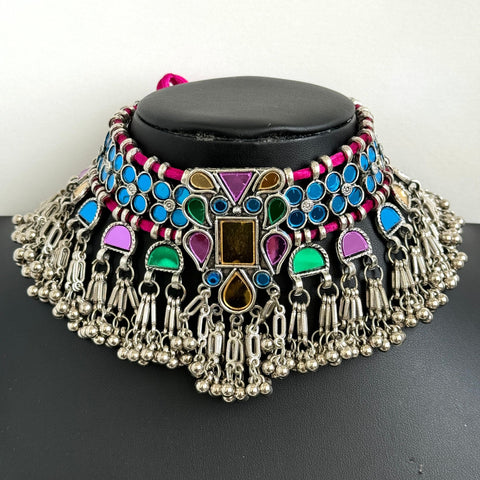 Multicolor Handcrafted Thread Afghani choker set