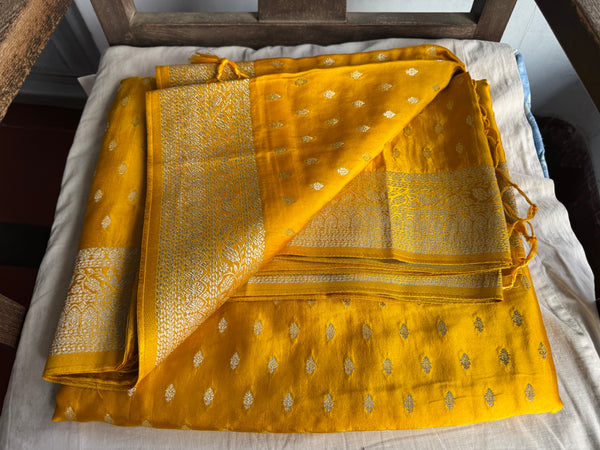 Golden Yellow Mashru Soft Silk Saree