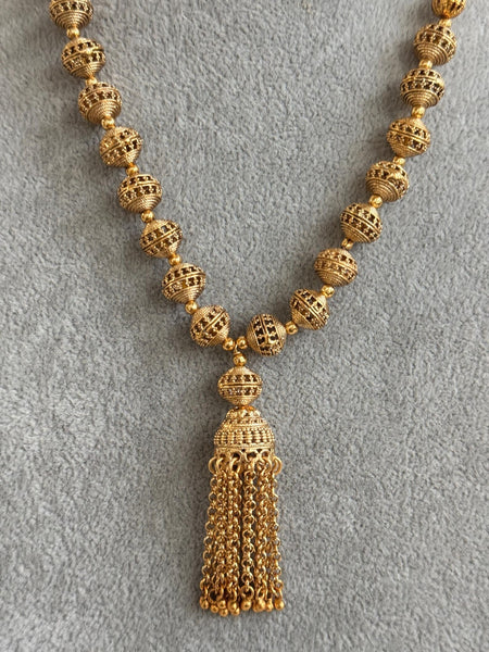 Antique Matar Mala Necklace with Earrings with Gold Plating