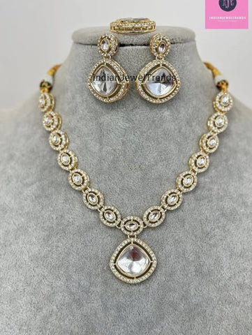 Gold Plated Kundan Victorian necklace