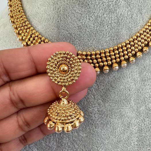 Antique Gold Necklace South Indian Temple Jewelry