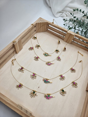 Bird jadau kundan invisible necklace