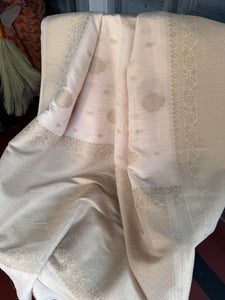 Ivory Pure Khaddi Chiffon Silk Saree