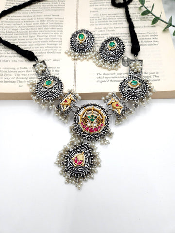 Achyutha 925 silver polish fusion necklace set