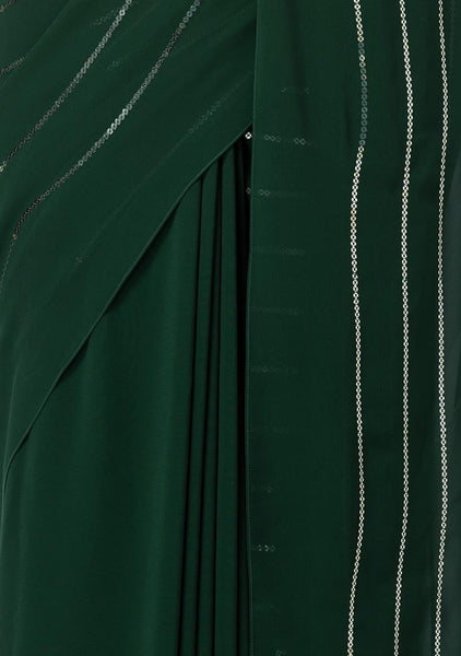 Emerald Embroidered Georgette Chiffon Saree