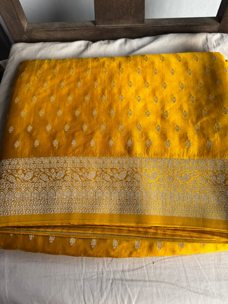 Golden Yellow Mashru Soft Silk Saree