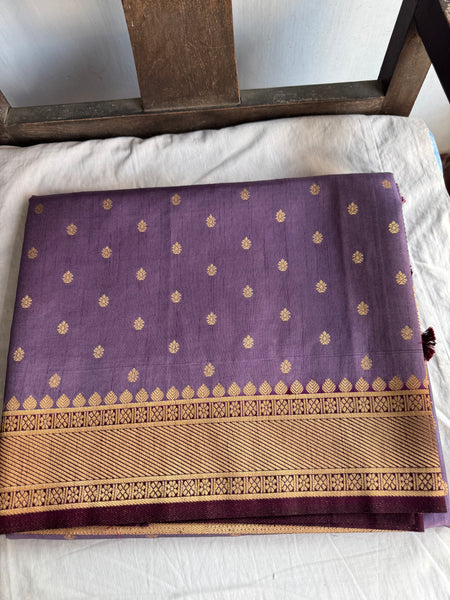 Lavender and Deep Purple Tussar Silk Saree