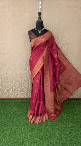 Magenta Mauve Tussar Silk Saree