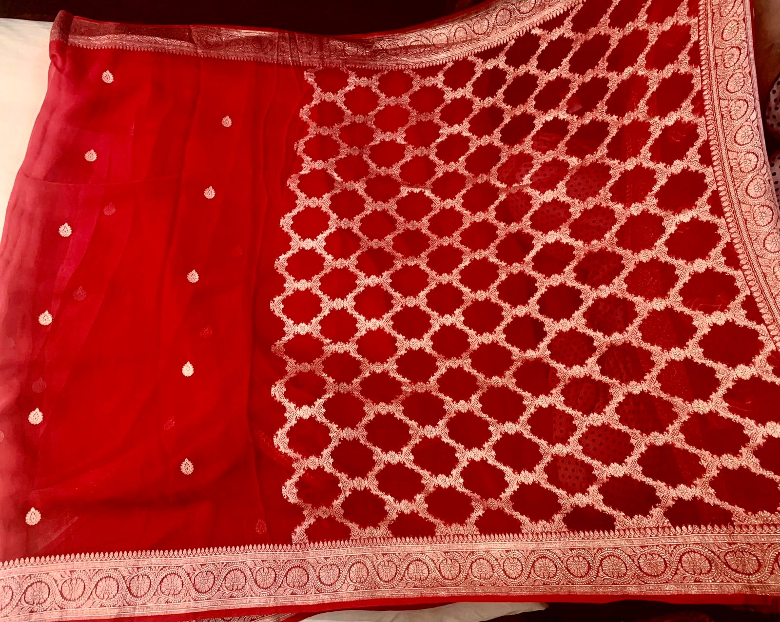 Pure Red Khaddi Chiffon Silk