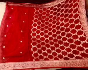 Pure Red Khaddi Chiffon Silk