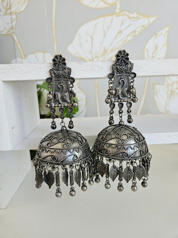 Large Black metal jhumkas earrings