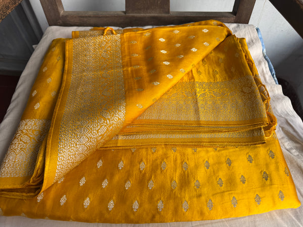 Golden Yellow Mashru Soft Silk Saree