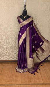 Purple Mashru Soft Silk Saree