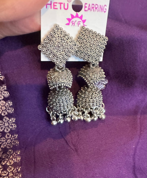 Afghani German Silver Jhumkas