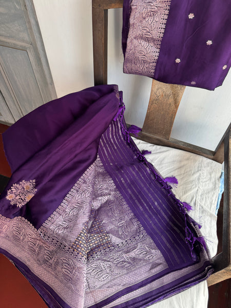 Purple Mashru Soft Silk Saree