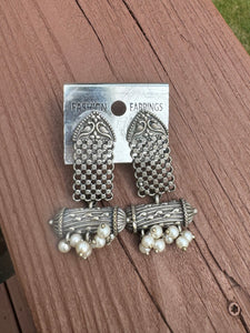 Antique silver look alike German Silver oxidized earrings