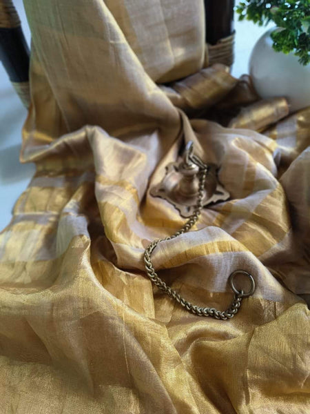 Gold Tissue Linen Saree