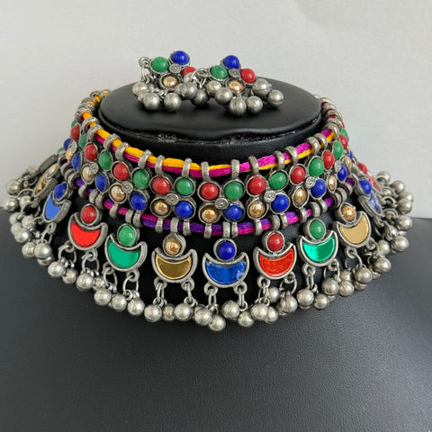 Multicolor Handcrafted Thread Afghani choker set