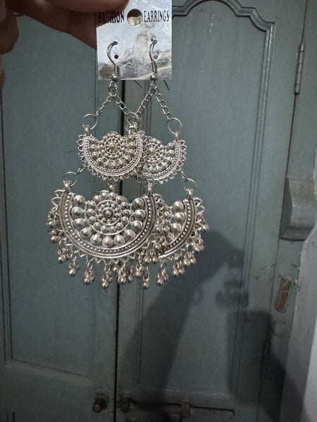 German Silver Ghungroo Jhumka Earrings