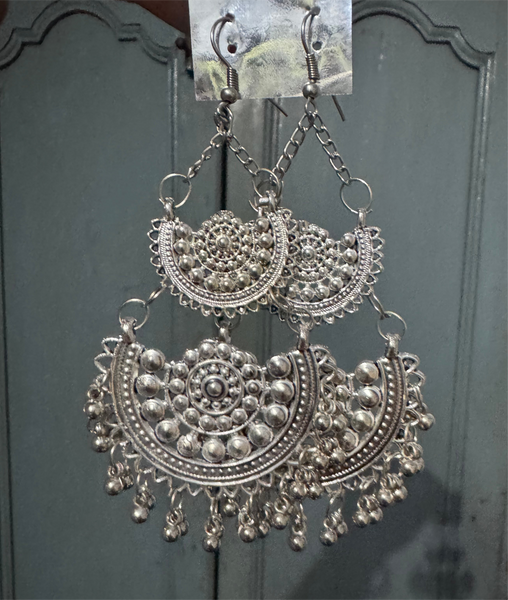 German Silver Ghungroo Jhumka Earrings