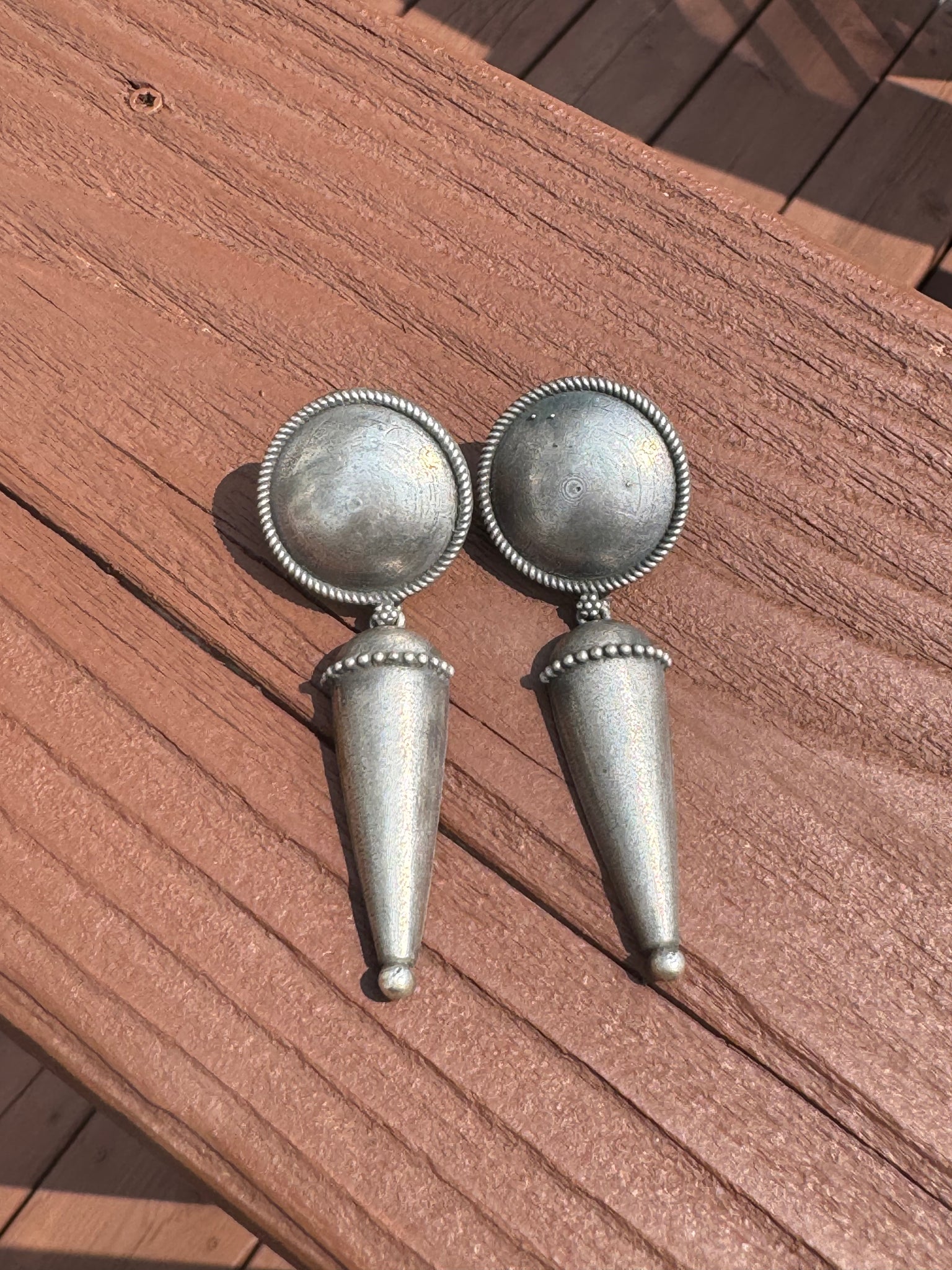 Antique silver look alike German Silver oxidized earrings