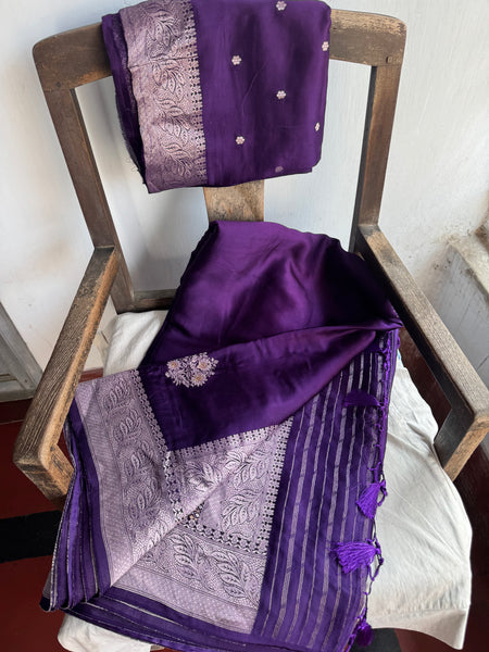 Purple Mashru Soft Silk Saree