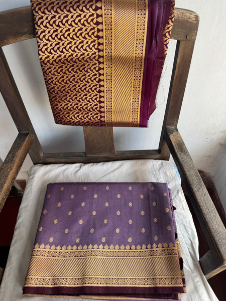 Lavender and Deep Purple Tussar Silk Saree