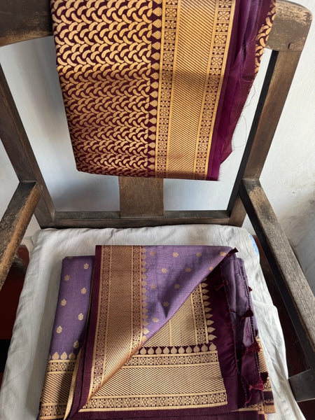 Lavender and Deep Purple Tussar Silk Saree