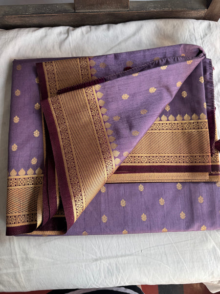 Lavender and Deep Purple Tussar Silk Saree