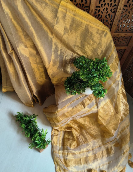 Gold Tissue Linen Saree