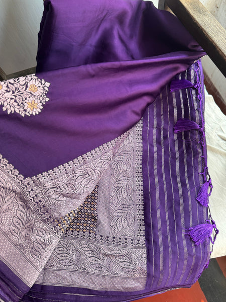 Purple Mashru Soft Silk Saree