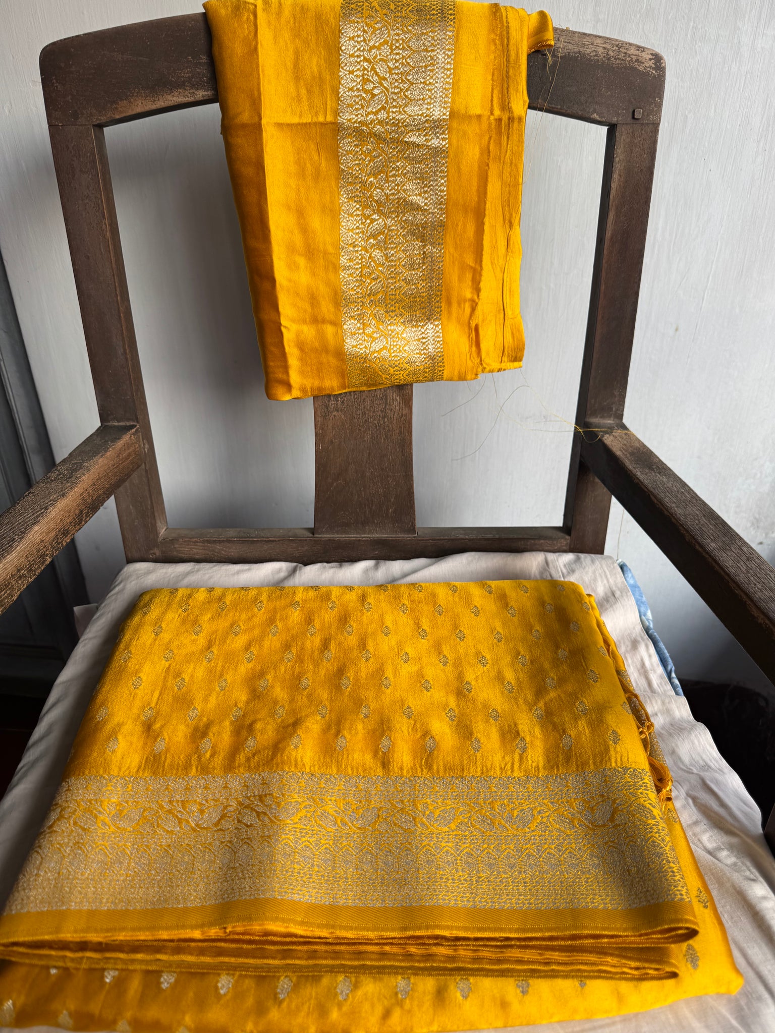 Golden Yellow Mashru Soft Silk Saree