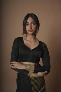 Readymade Gemini I Black designer silk blouse with full sleeves