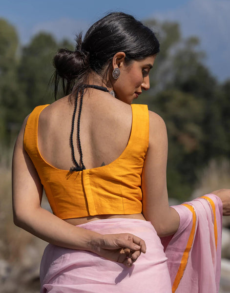 Yellow Silk Sleeveless Padded Blouse