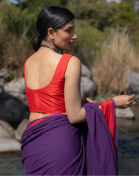 Red Silk Sleeveless Padded Blouse