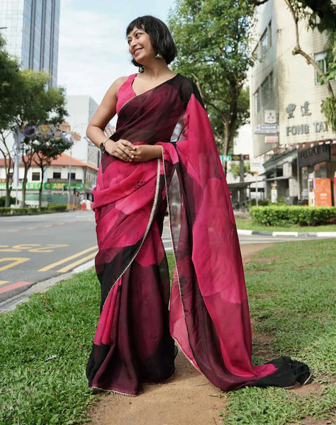 Lightweight Viscose Organza Black Saree