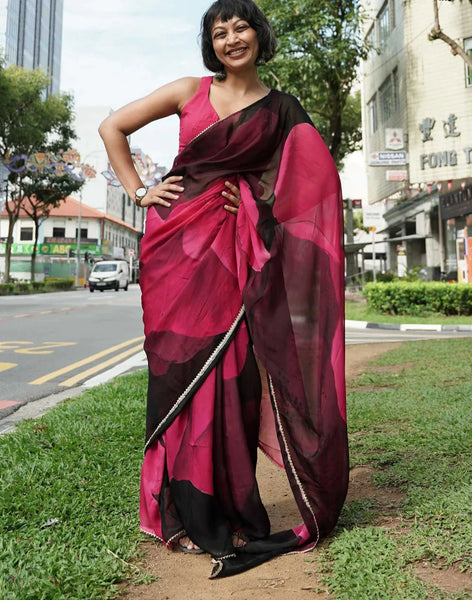 Lightweight Viscose Organza Black Saree