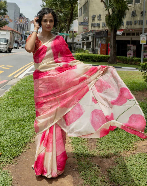 Lightweight Viscose Organza Floral Saree